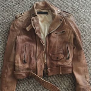 Distressed moto motorcycle jacket